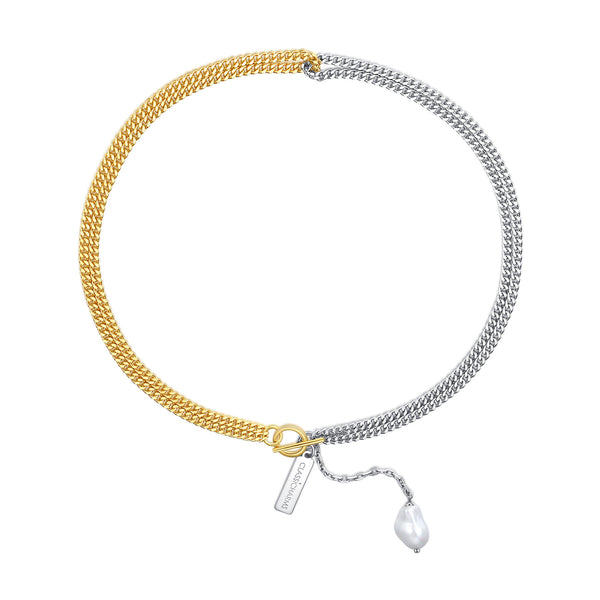 Classicharms Two-Tone Chain Baroque Pearl Necklace - shopidPearl