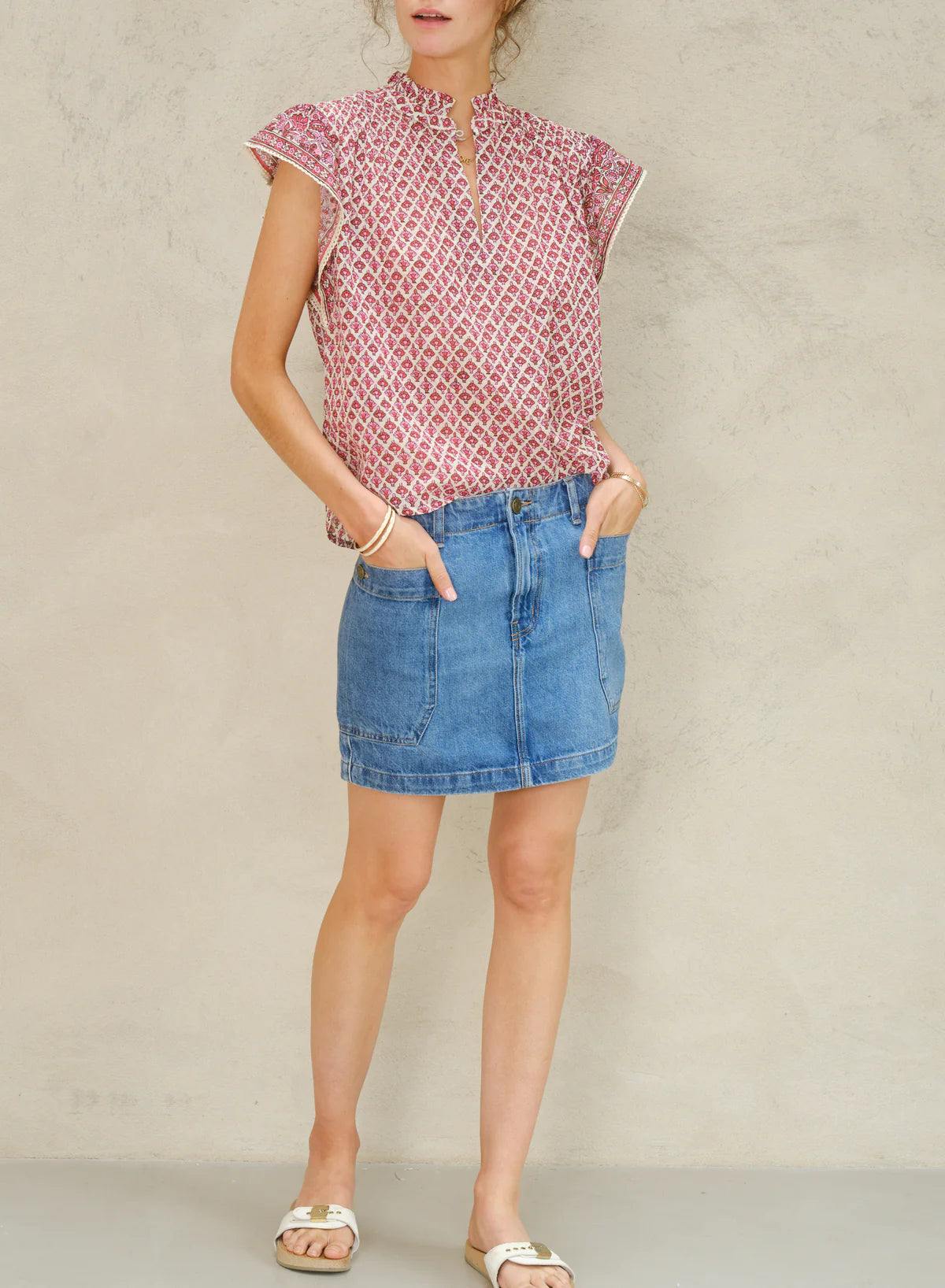 Viti Ruffle Print Top,MABE - Shopidpearl