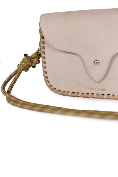 West Nubuck Hemp Calf Leather Small Handbag,Craie Studio - Shopidpearl