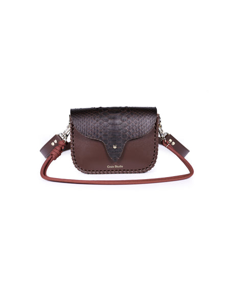 West Calf Leather Small Saddle Bag Choco Brown
