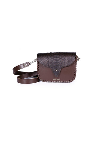 West Calf Leather Small Saddle Bag Choco Brown