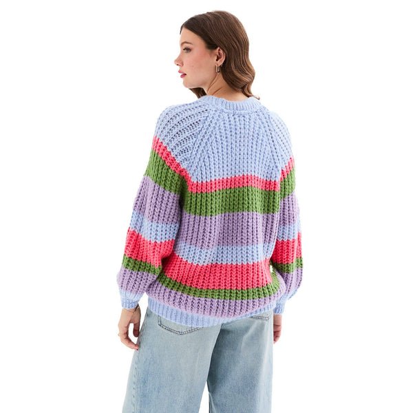Steph Chunky Blue Stripe Sweater British Made