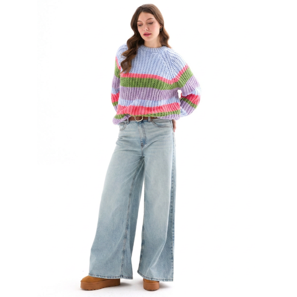 Steph Chunky Blue Stripe Sweater British Made