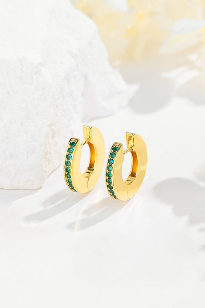 Classicharms Adara Emerald Cubic Zirconia Hoop Earrings - shopidPearl