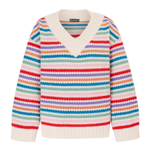 Jasmine V Neck Colorful Striped Sweater