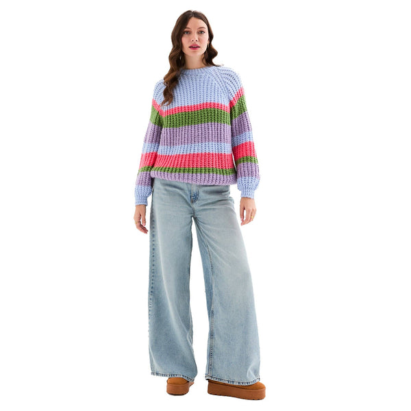 Steph Chunky Blue Stripe Sweater British Made