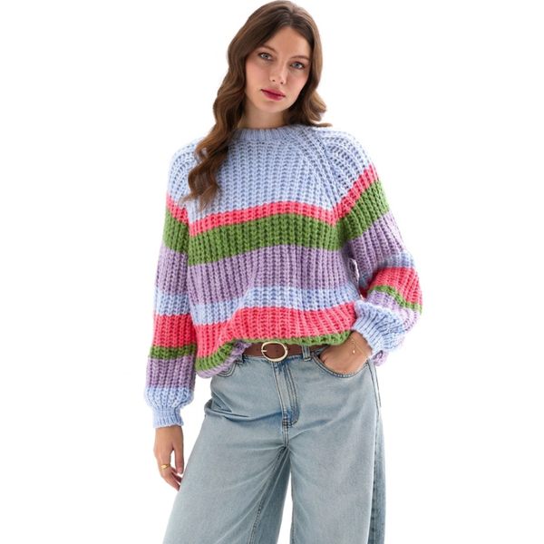 Steph Chunky Blue Stripe Sweater British Made