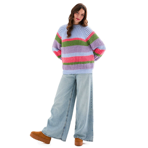 Steph Chunky Blue Stripe Sweater British Made