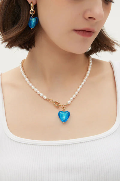 Classicharms Esmée Glaze Heart Pendant Pearl Necklace,Classicharms - Shopidpearl