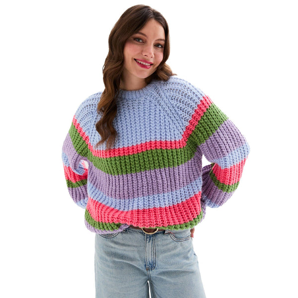 Steph Chunky Blue Stripe Sweater British Made