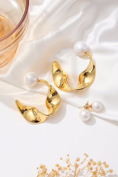 Classicharms Gold Chunky Wave Hoop Earrings - shopidPearl