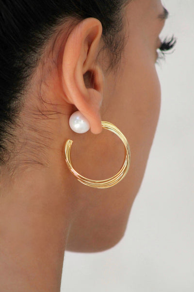 Classicharms Gold Wave Hoop Earrings - shopidPearl