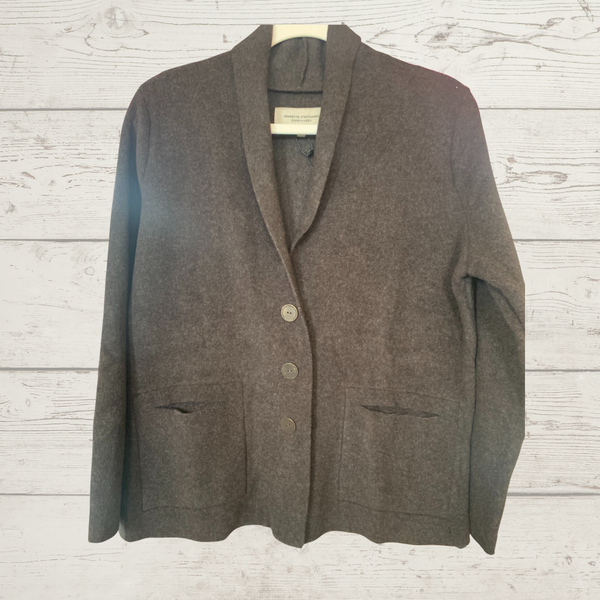 Brown Fleece Button Front Cardigan
