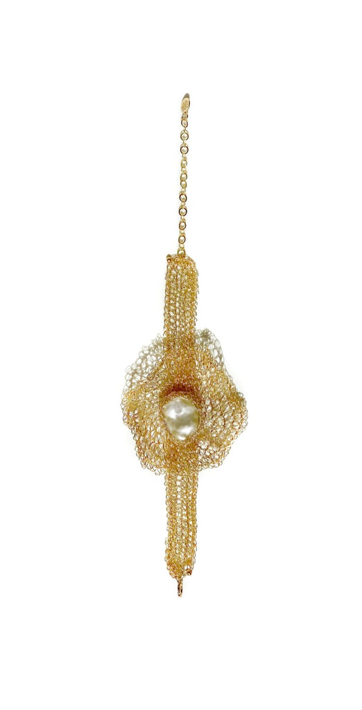 Pearl and Leaf Gold Corsage Bracelet AC1093 – Viniodress