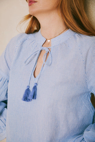 Opheila & Indigo Alice Blue Stripe Top - shop idPearl