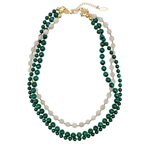 Farra Triple Strand Malachite Necklace,Farra Jewelry - Shopidpearl