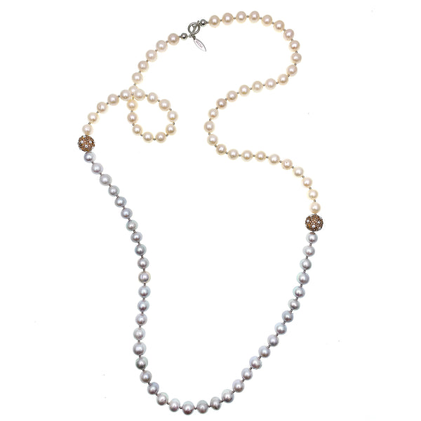Farra Long Grey and White Pearl Necklace - shop idPearl