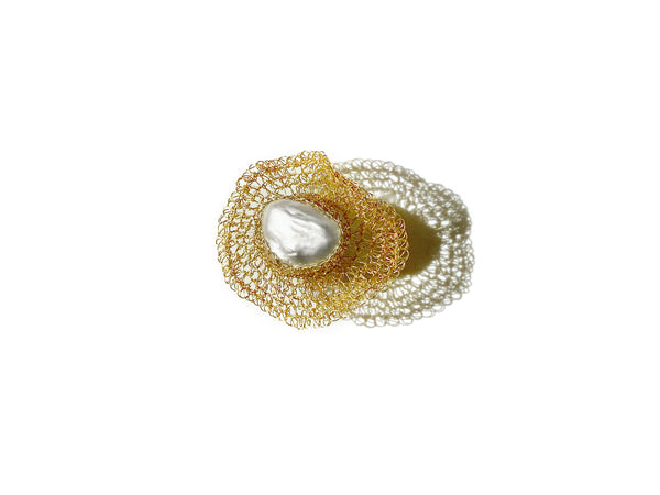 Flora Gold Filled Baroque Pearl Ring - shop idPearl