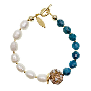 Blue Apatite & Baroque Pearl Bracelet