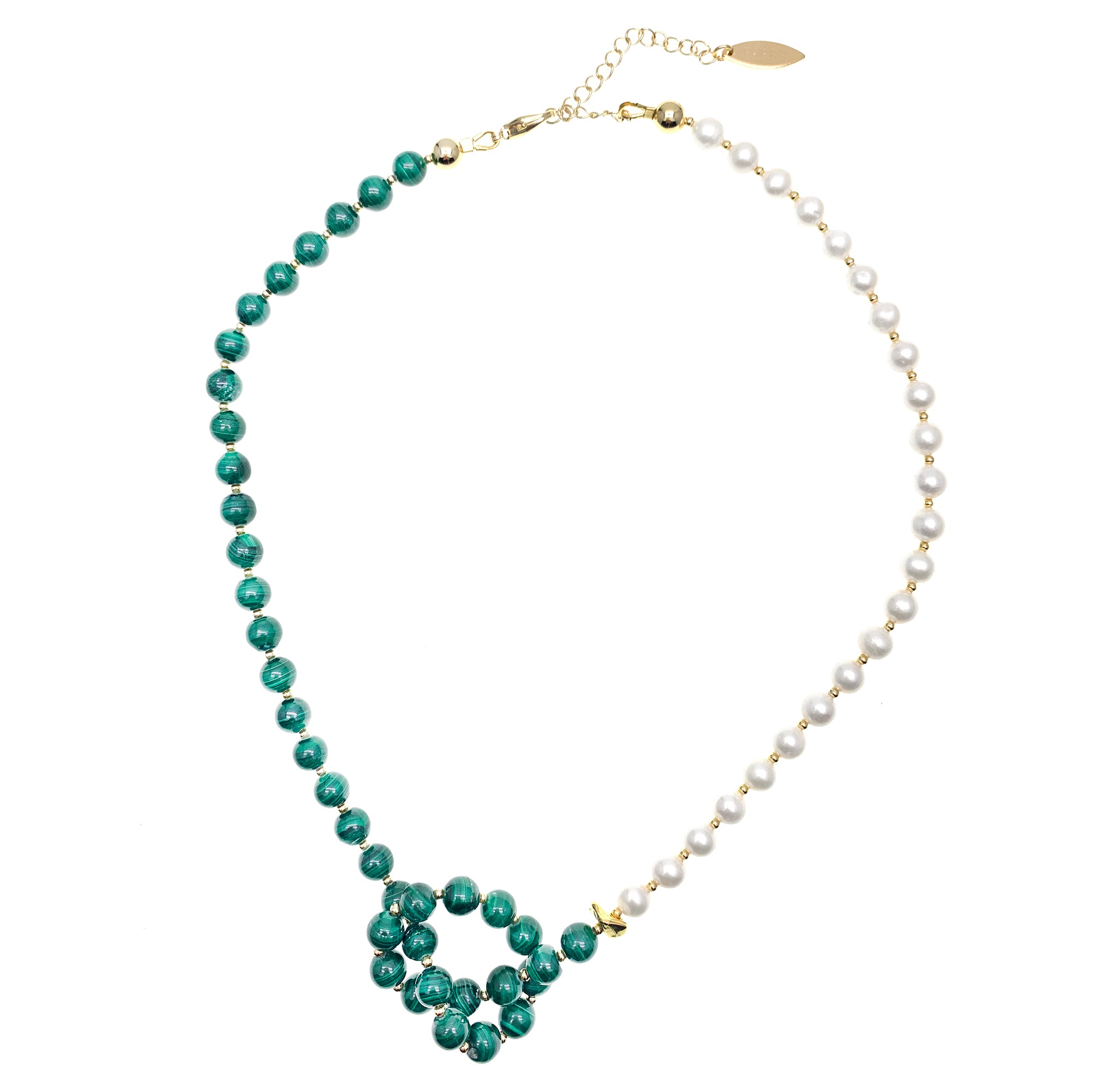 Malachite & White Pearl Knot Necklace - shop idPearl