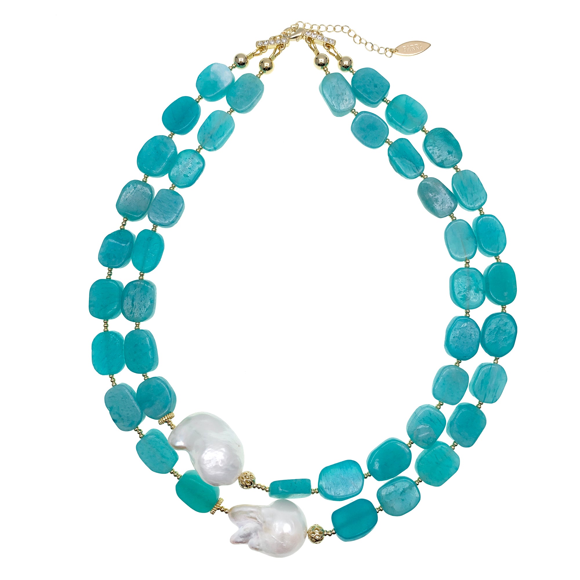 Double Strand Amazonite & Baroque Pearl Necklace - shop idPearl
