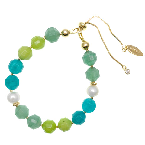 Farra Green & Blue Jade with Pearl Bracelet - shop idPearl
