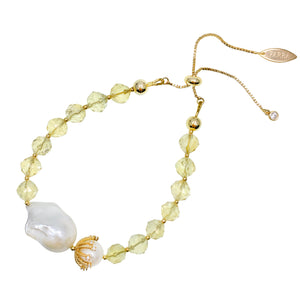 Farra Citrine and Baroque Pearl Bracelet - shop idPearl
