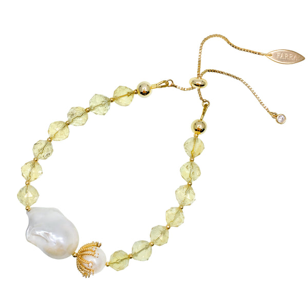Farra Citrine and Baroque Pearl Bracelet - shop idPearl