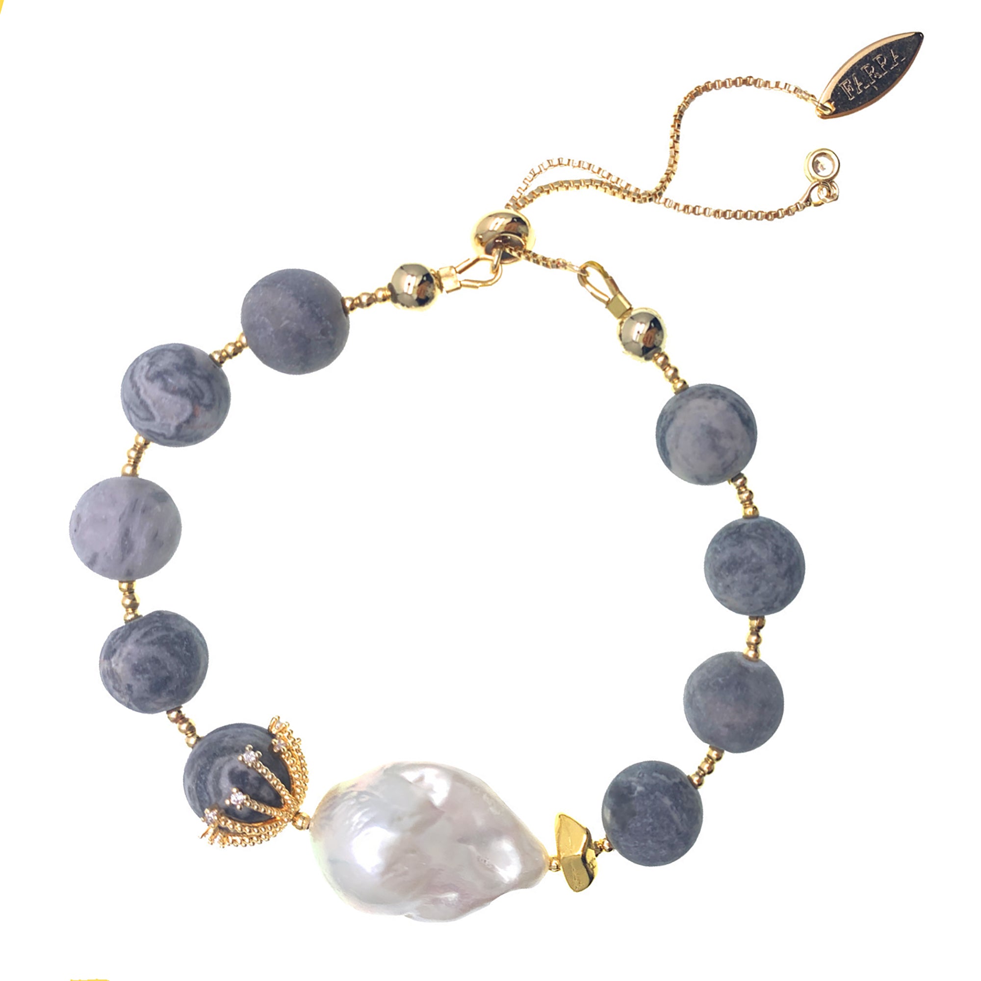 Farra Grey Agate and Baroque Pearl Bracelet - shop idPearl