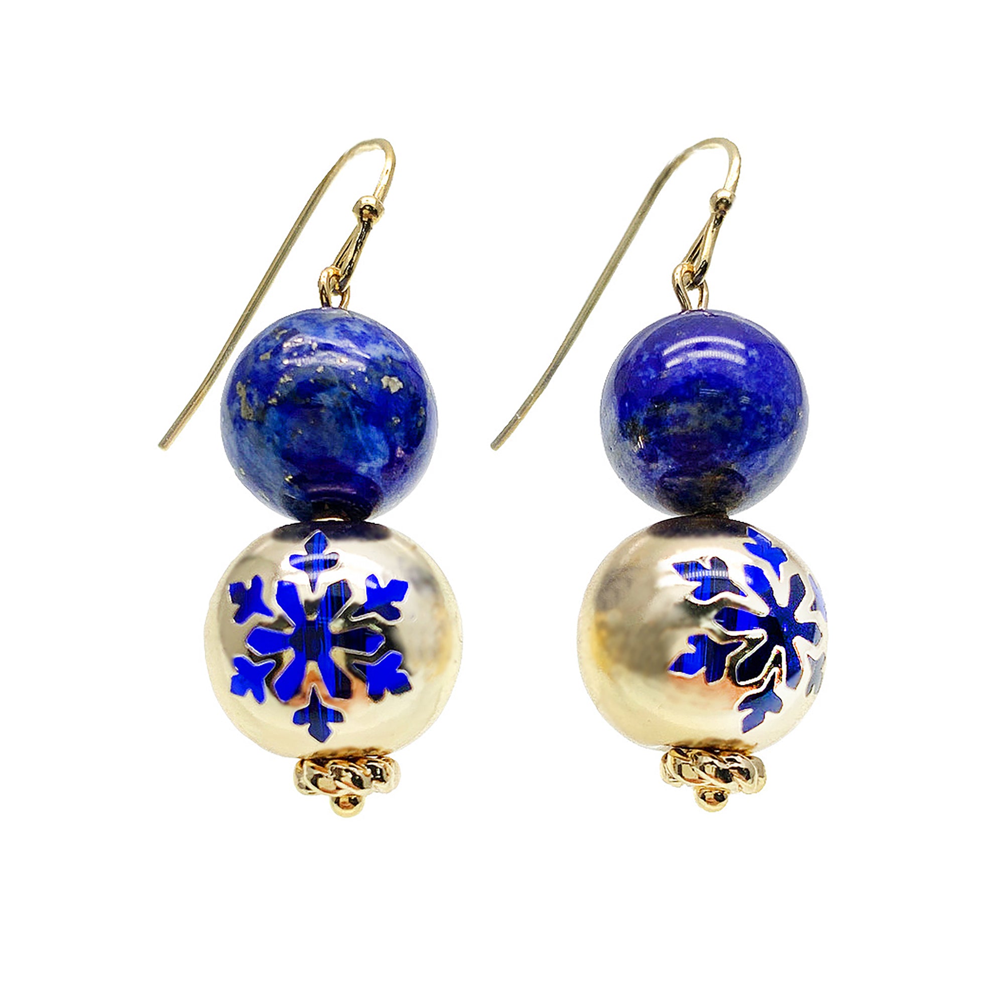 Farra Etched Pearl and Lapis Lazuli Earrings - shop idPearl