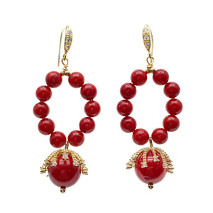Farra Looped Red Coral Earrings - shop idPearl