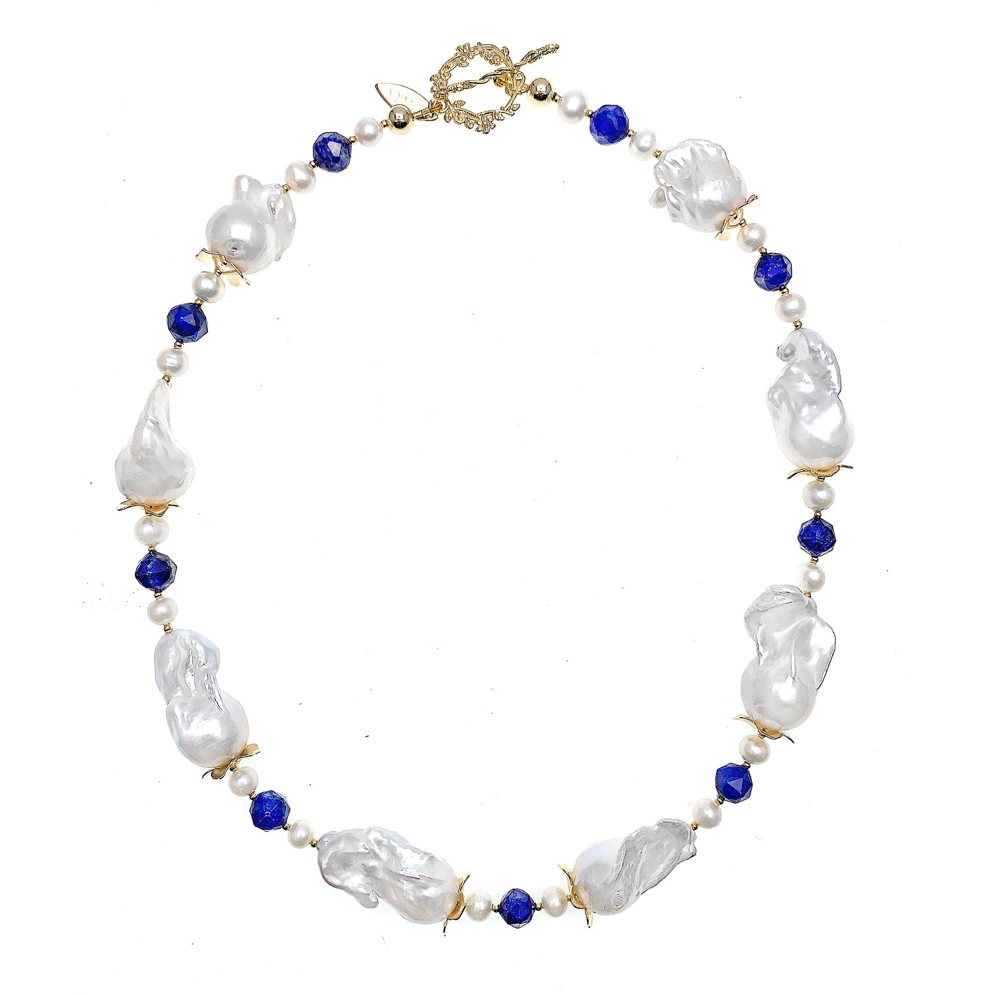 Farra Baroque Pearl and Lapis Lazuli Necklace,Farra Jewelry - Shopidpearl