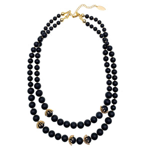 Farra Double Black Agate Necklace - shop idPearl