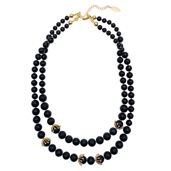 Farra Double Black Agate Necklace - shop idPearl