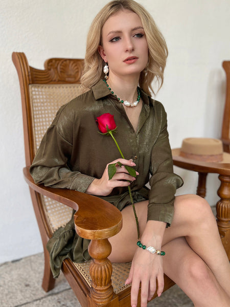 Farra Malachite and Baroque Pearl Necklace - shop idPearl