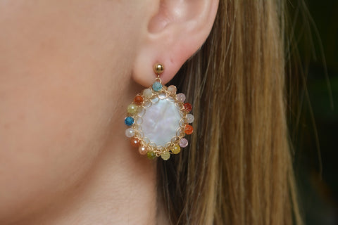 Iris Rainbow Polka Pearl Earrings - Shopidpearl