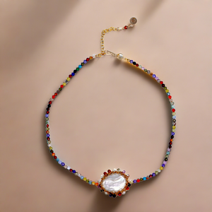 Iris Rainbow Polka Pearl Choker - Shopidpearl