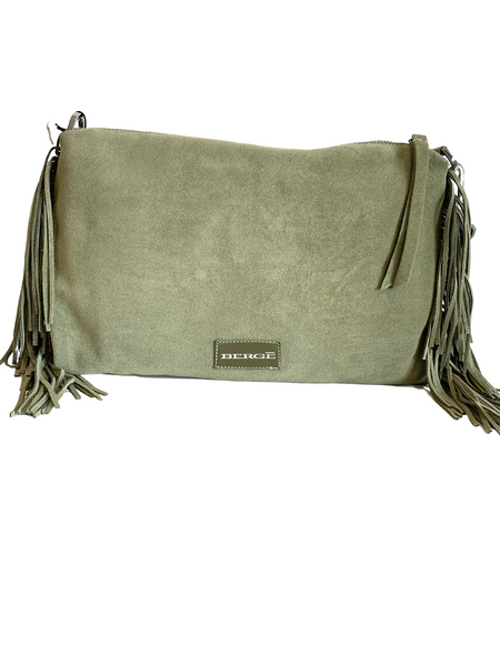 Miura Fringed Zip Top Bag,Berge - Shopidpearl