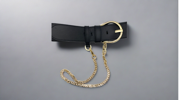 Leather Belt with Gold Chain - Shopidpearl