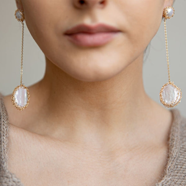 Angela Gold Filled Baroque Pearl Drop Earrings - idPearl