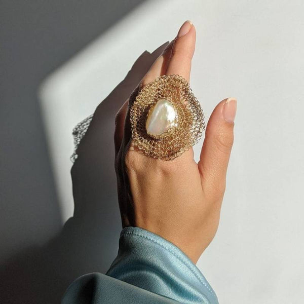 Flora Gold Filled Baroque Pearl Ring - idPearl