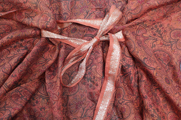 Eluroom Ochre Paisley Neem Silk Wrap Dress - shop idPearl