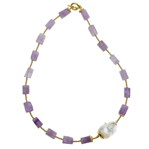 Baroque Pearl and Amethyst Necklace - shop idPearl