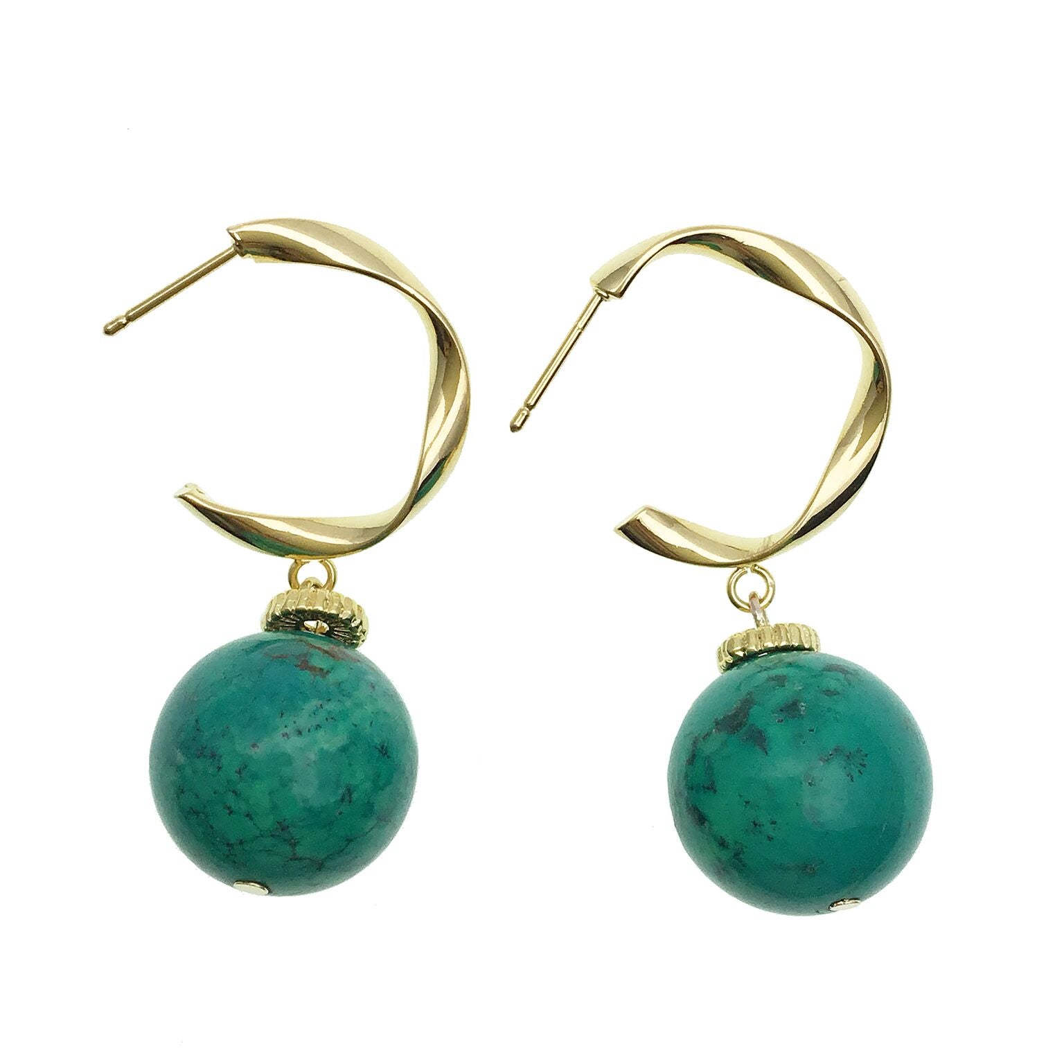 Turquoise and Gold Hoop Earrings - shop idPearl