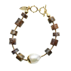 Fire Opal and Baroque Pearl Bracelet - shop idPearl
