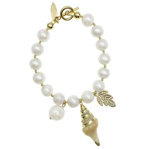 Pearl and Shell Charm Bracelet - shop idPearl