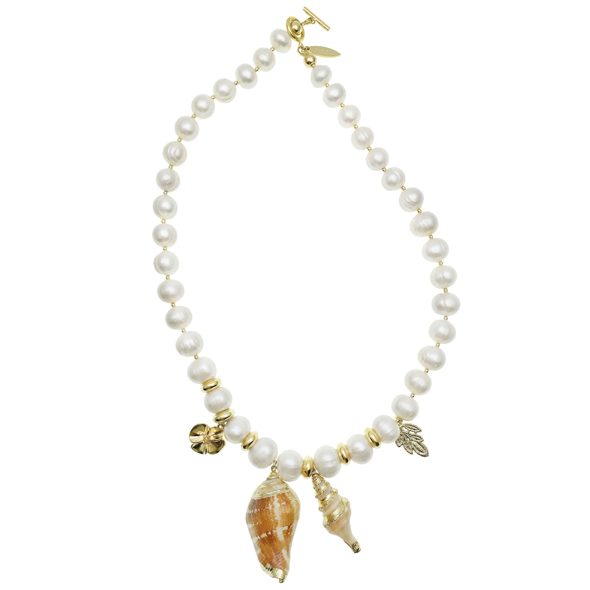 Pearl and Shell Charm Necklace - shop idPearl