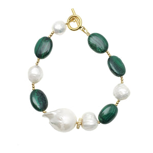 Baroque Pearl and Malachite Bracelet - shop idPearl