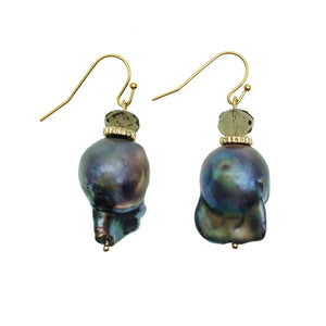 Purple Baroque Pearl and Smoky Quartz Earrings - shop idPearl