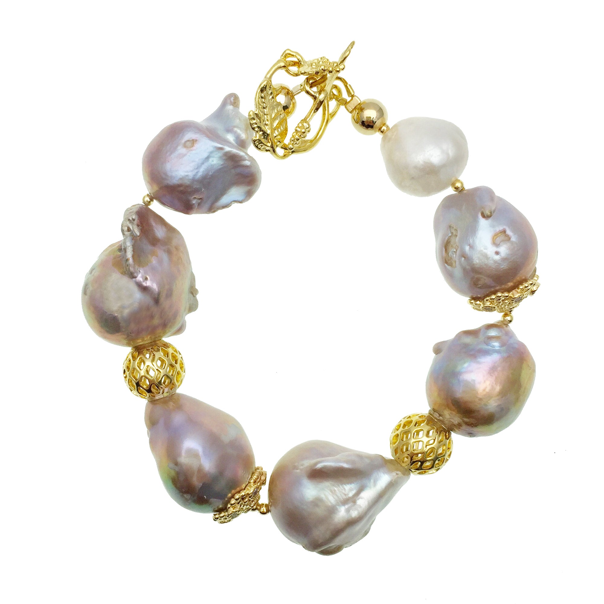 Grey and White Baroque Pearls Bracelet - shop idPearl